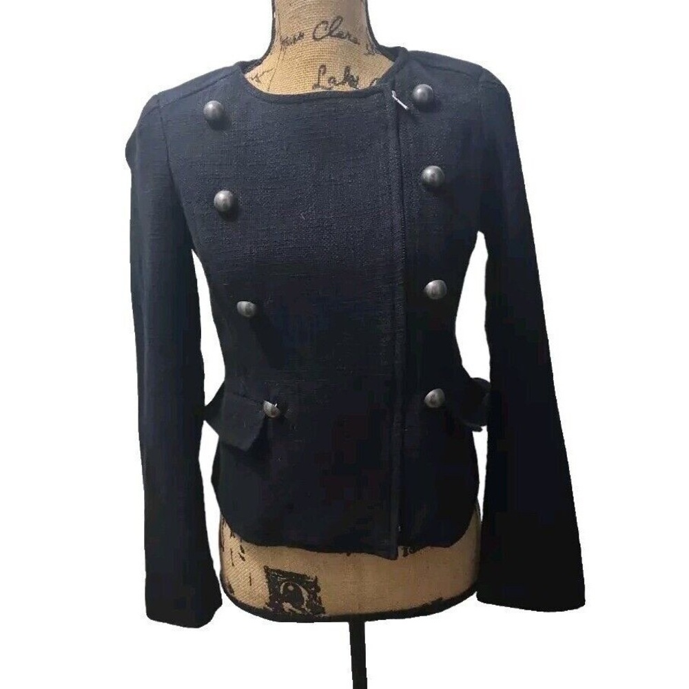 Talbots Women's Tweed Coat Black Button‎ Front Pockets